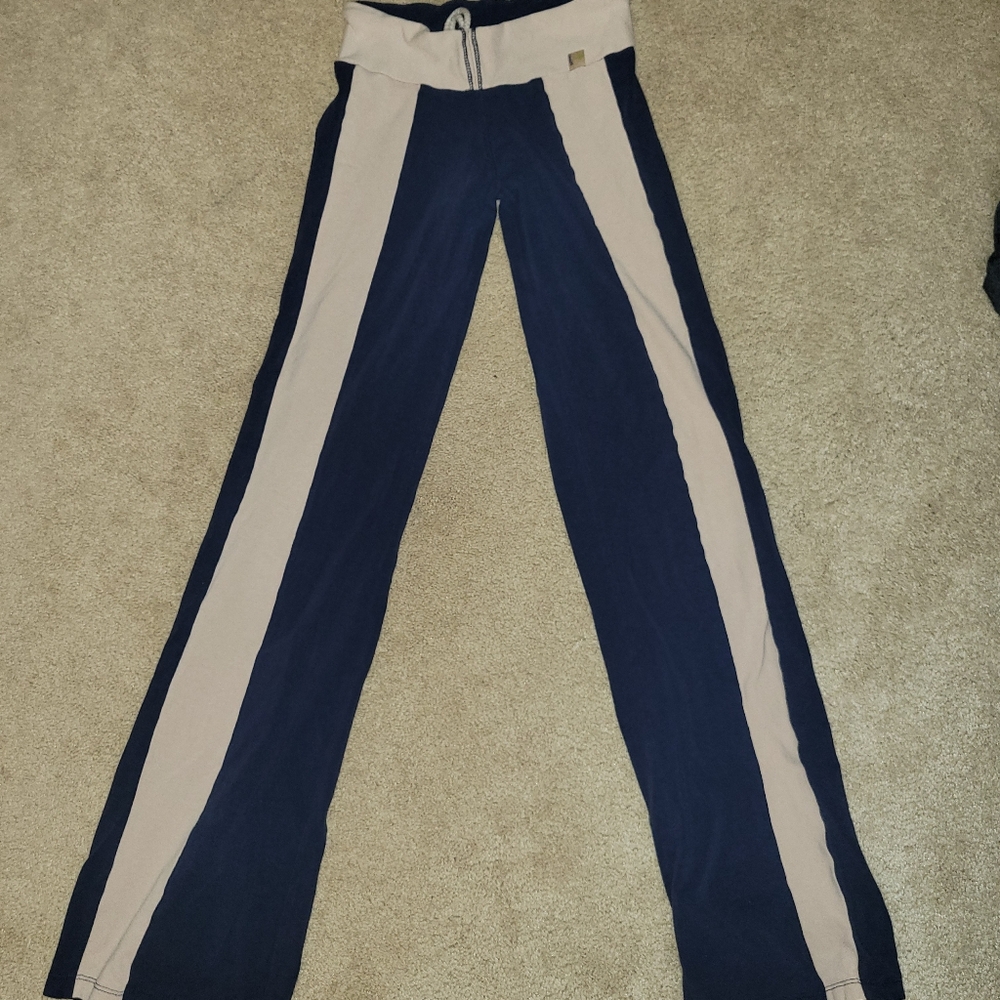 Y2k Navy and Cream Striped Yoga Pants
